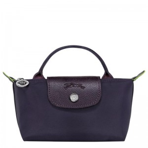 Bilberry Purple Longchamp Le Pliage Green with handle Women's Pouches | MBPV-35642