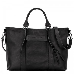 Black Longchamp 3D L Women's Handbags | BCYZ-46928