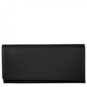 Black Longchamp Le Foulonné Continental Women's Wallets | TPFN-69035