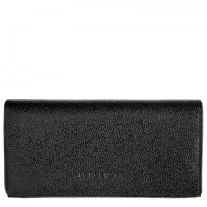 Black Longchamp Le Foulonné Continental Women's Wallets | AQSN-51964