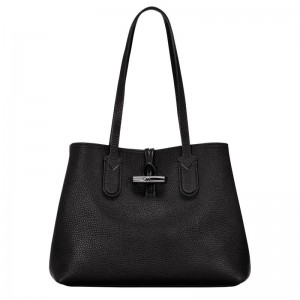 Black Longchamp Roseau Essential M Women's Tote Bag | FOWU-60138