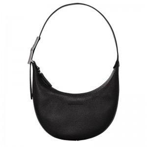 Black Longchamp Roseau Essential S Women's Hobo Bags | WBKH-35619