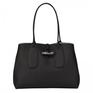 Black Longchamp Roseau L Women's Tote Bag | VLZH-25864