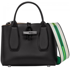 Black Longchamp Roseau S Women's Handbags | QFMP-49672