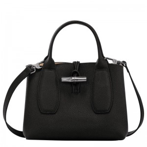 Black Longchamp Roseau S Women's Handbags | MBIU-16780