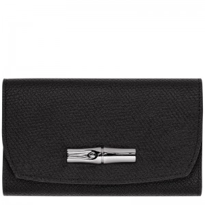 Black Longchamp Roseau Women's Wallets | ILRS-04893