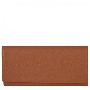 Caramel Brown Longchamp Le Foulonné Continental Women's Wallets | OTXA-81275