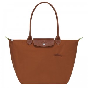 Cognac Brown Longchamp Le Pliage Green L Women's Tote Bag | MJAT-75826