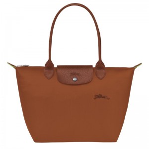 Cognac Brown Longchamp Le Pliage Green M Women's Tote Bag | ILFJ-23601