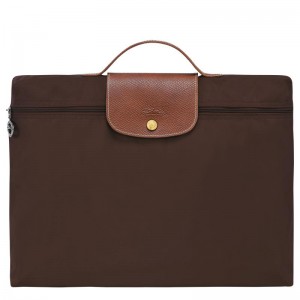 Ebony Brown Longchamp Le Pliage Original S Men's Briefcase | XTFS-34209