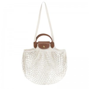 Ecru White Longchamp Le Pliage Filet L Women's Mesh Bag | JRXK-21567