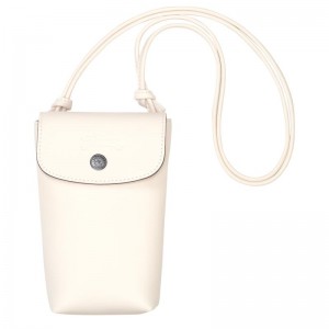 Ecru White Longchamp Le Pliage Xtra with leather lace Women's Phone Case | KBXF-62809