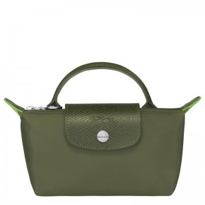 Forest Green Longchamp Le Pliage Green with handle Men's Pouches | BOTX-80295