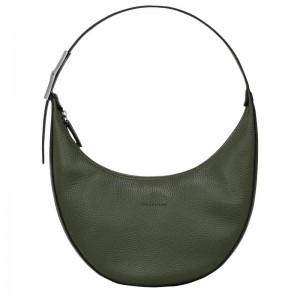 Khaki Longchamp Roseau Essential M Women's Hobo Bags | WJYR-87942