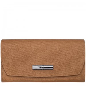 Natural Brown Longchamp Roseau Continental Women's Wallets | ZBNA-58912