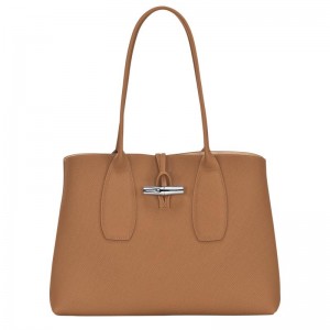 Natural Brown Longchamp Roseau L Women's Tote Bag | GWSX-14203