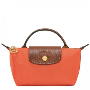 Orange Longchamp Le Pliage Original with handle Women's Pouches | QTPJ-52704