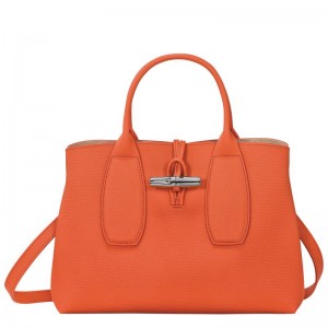 Orange Longchamp Roseau M Women's Handbags | SJZX-42961