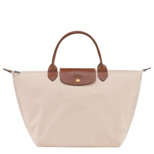 Paper White Longchamp Le Pliage Original M Women's Handbags | QLFB-31526