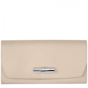 Paper White Longchamp Roseau Continental Women's Wallets | LZTK-21094