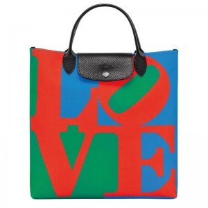 Red/Navy Longchamp x Robert Indiana L Women's Handbags | WSTY-07986