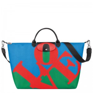 Red/Navy Longchamp x Robert Indiana Men's Travel Bags | NMIR-93760