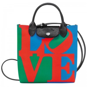 Red/Navy Longchamp x Robert Indiana XS Men's Crossbody Bags | LTEJ-48257