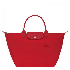 Tomato Red Longchamp Le Pliage Green M Women's Handbags | UWAE-10796