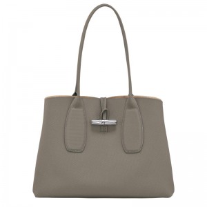 Turtledove Grey Longchamp Roseau L Women's Tote Bag | ZHEO-32816