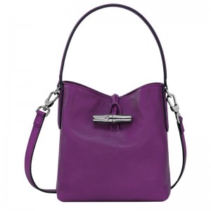 Violet Purple Longchamp Roseau XS Women's Bucket Bag | BEAV-03591