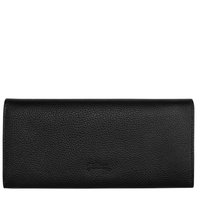 Black Longchamp Le Foulonné Continental Women's Wallets | TPFN-69035