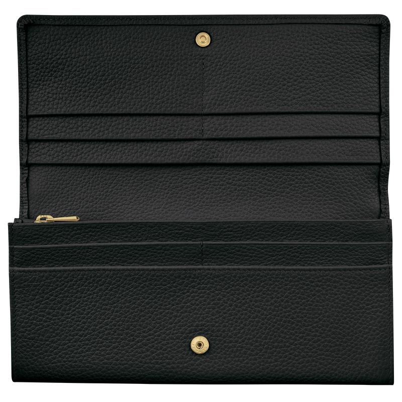 Black Longchamp Le Foulonné Continental Women's Wallets | TPFN-69035