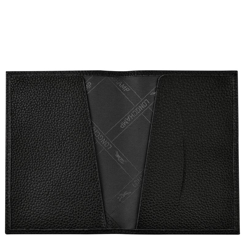 Black Longchamp Le Foulonné Passport cover Women's Passport Bag | KPBT-72543