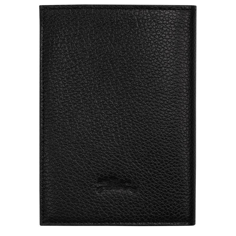 Black Longchamp Le Foulonné Passport cover Women's Passport Bag | KPBT-72543