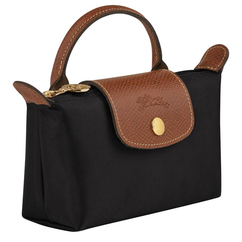 Black Longchamp Le Pliage Original with handle Women's Pouches | OAJQ-19287