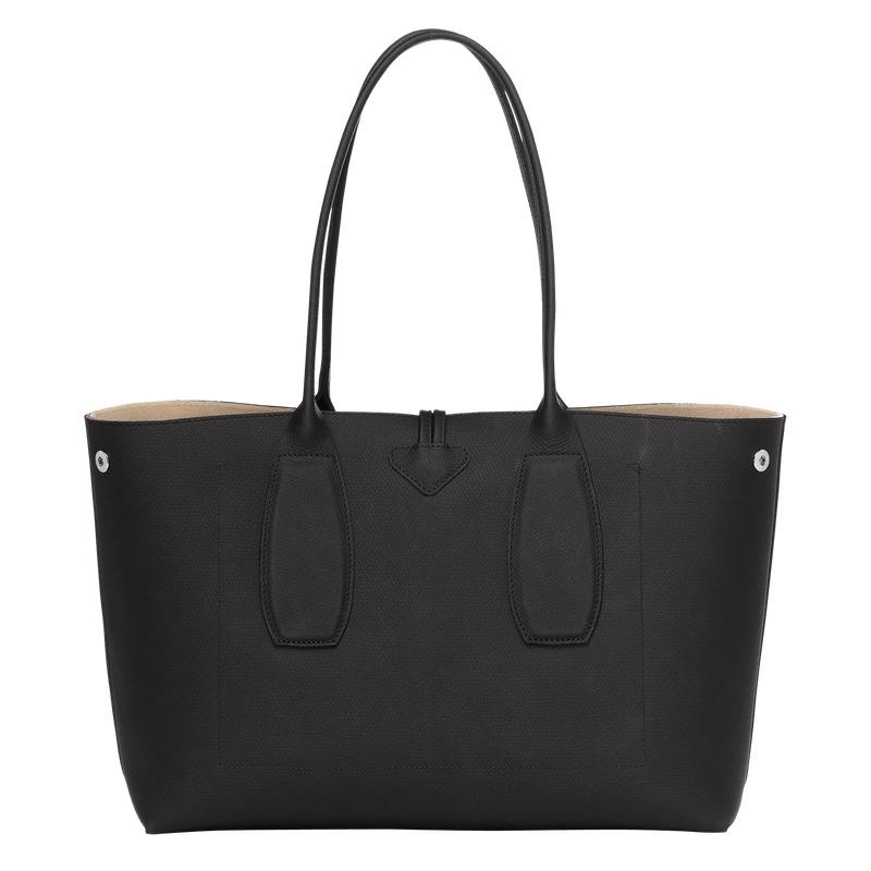 Black Longchamp Roseau L Women's Tote Bag | VLZH-25864