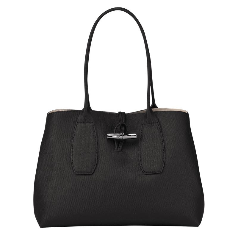 Black Longchamp Roseau L Women\'s Tote Bag | VLZH-25864