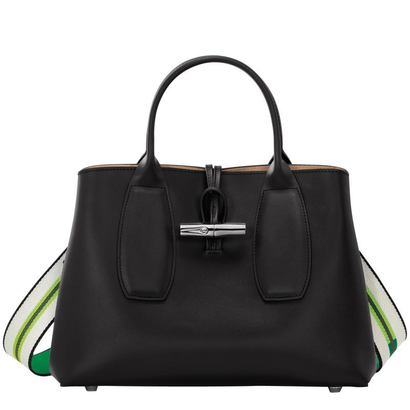 Black Longchamp Roseau M Women\'s Handbags | IRBY-89216