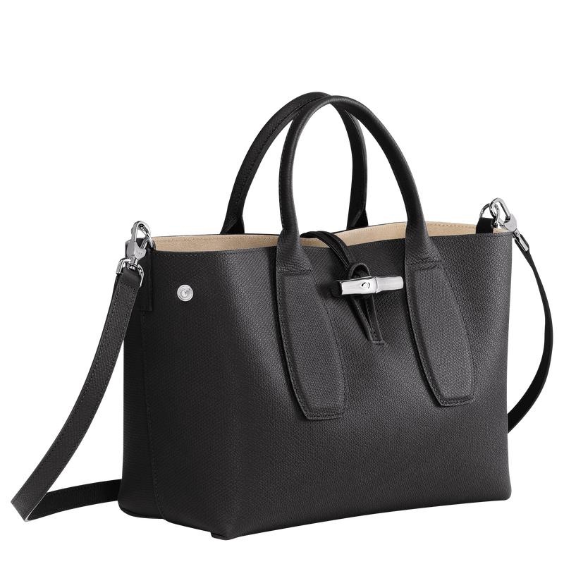 Black Longchamp Roseau M Women's Handbags | IEPL-15340