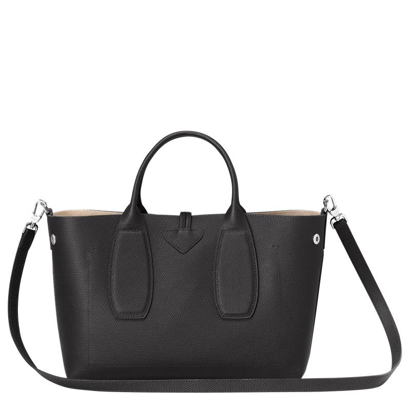 Black Longchamp Roseau M Women's Handbags | IEPL-15340