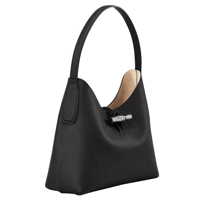 Black Longchamp Roseau M Women's Hobo Bags | PAYB-68234