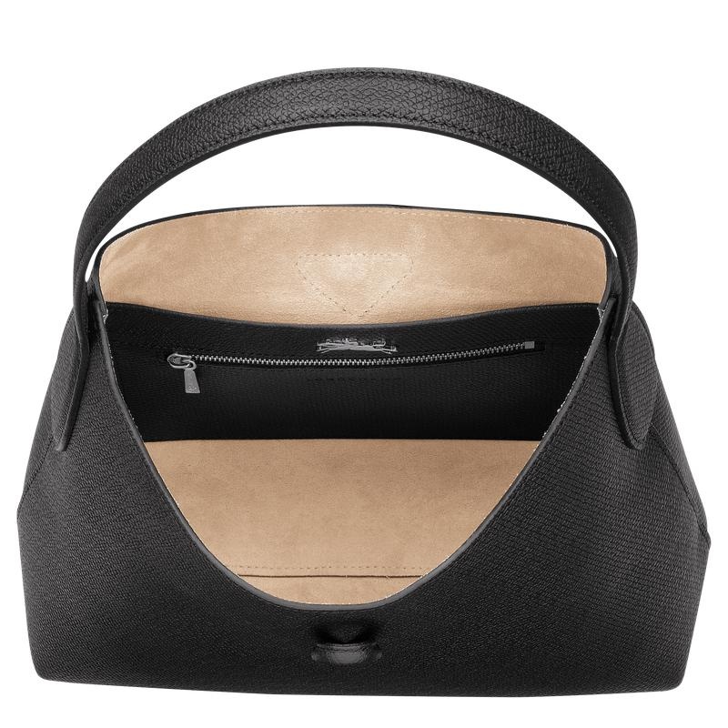 Black Longchamp Roseau M Women's Hobo Bags | PAYB-68234