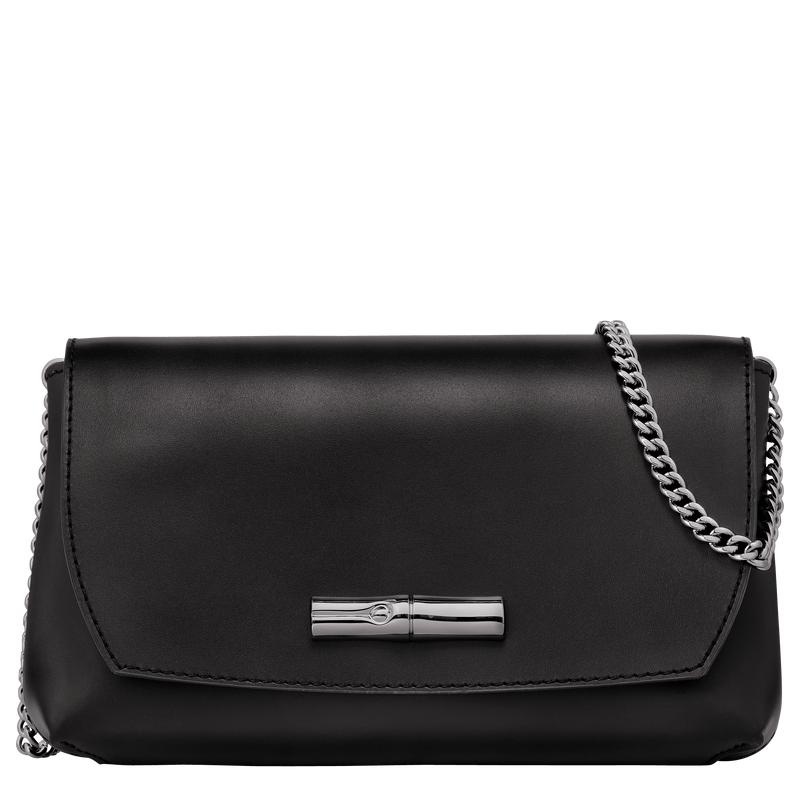 Black Longchamp Roseau Women\'s Clutch Bag | YBOI-78362