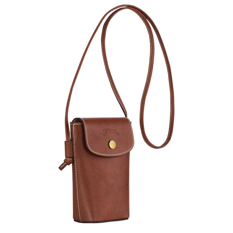 Brown Longchamp Épure with leather lace Men's Phone Case | FAMY-01457