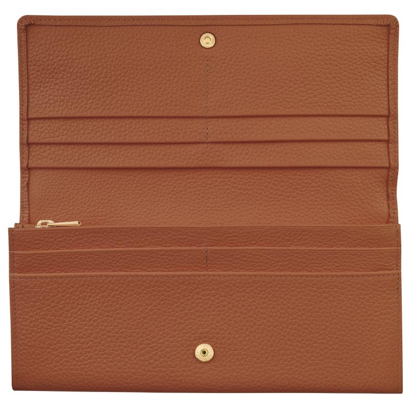 Caramel Brown Longchamp Le Foulonné Continental Women's Wallets | OTXA-81275