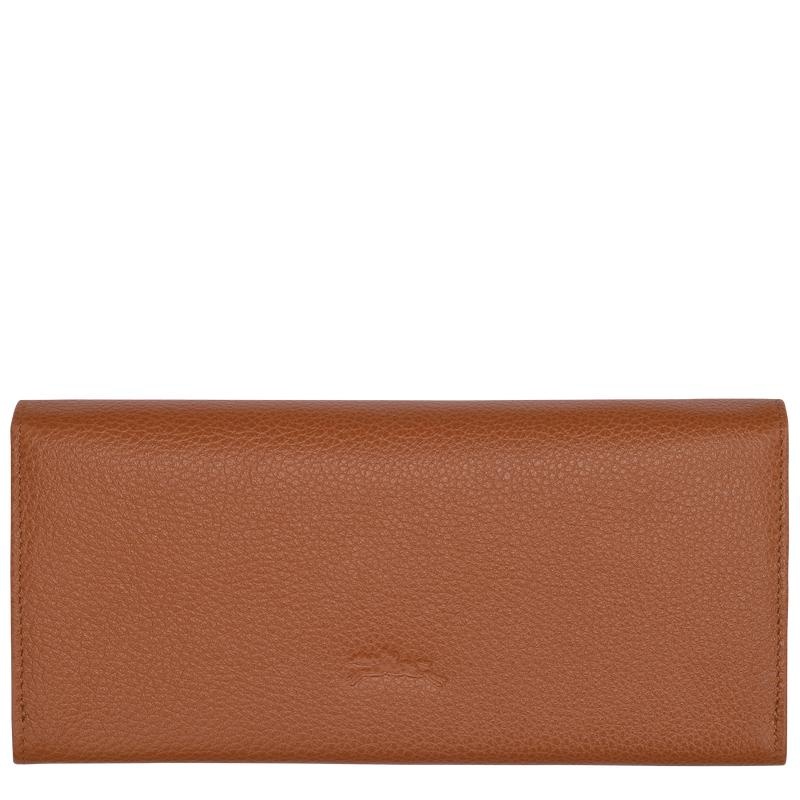 Caramel Brown Longchamp Le Foulonné Continental Women's Wallets | OTXA-81275