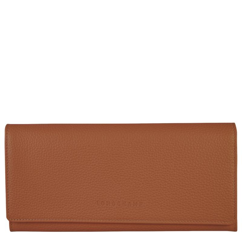 Caramel Brown Longchamp Le Foulonné Continental Women\'s Wallets | OTXA-81275