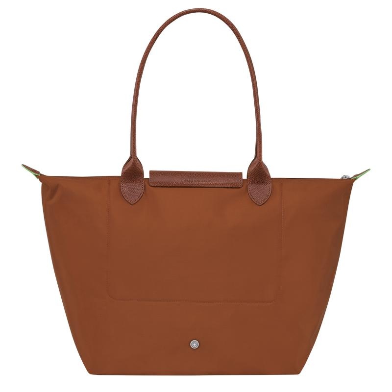 Cognac Brown Longchamp Le Pliage Green L Women's Tote Bag | MJAT-75826