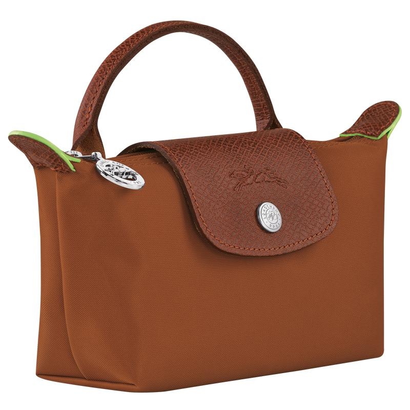 Cognac Brown Longchamp Le Pliage Green with handle Women's Pouches | CMEN-35408