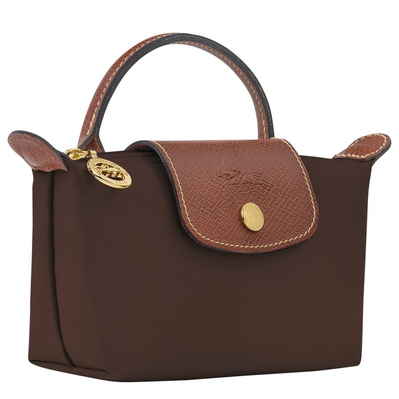 Ebony Brown Longchamp Le Pliage Original with handle Women's Pouches | SEFB-56207